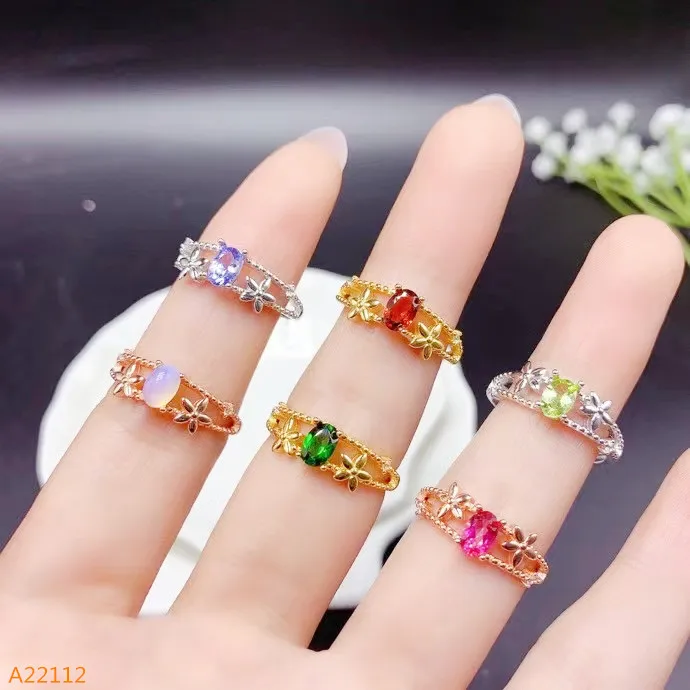 KJJEAXCMY Fine Jewelry 100% S 925 Silver Natural Topaz Diopside Garnet Opal Tanzanite Peridot Female Ring Woman