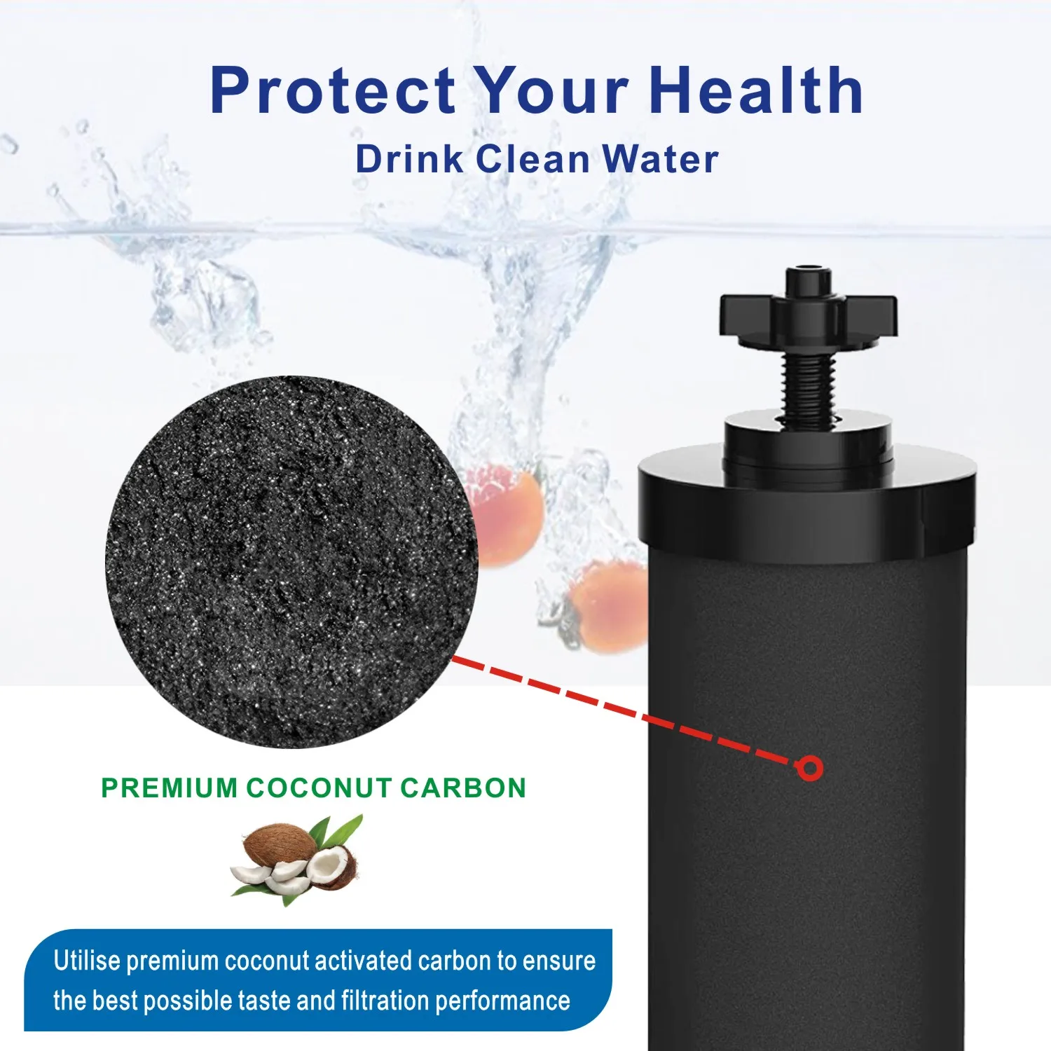 Sostituzione del filtro da acqua BB9-2 compatibile Berkey per elementi di purificazione neri e sistema di filtraggio a gravità (confezione da 2)