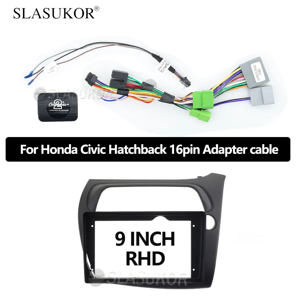 Android Radio Cables Wries For Honda Civic Hatchback 16pin Adapter cable 2006+ For Citroen Buick Peugeot ISO Power Cable 16 Pins