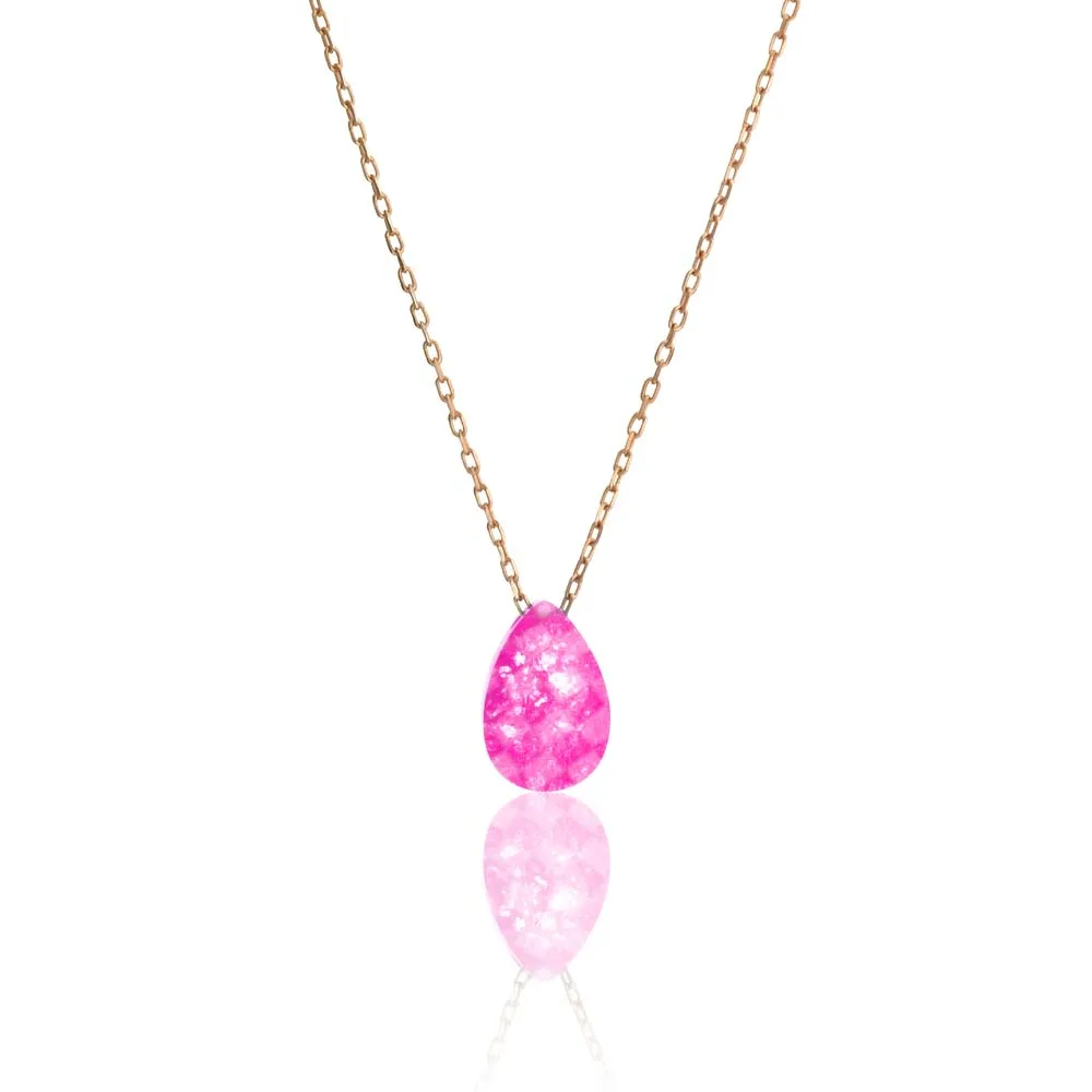 Stylish Pink Sugar Stone Zircon Jewelry Pendant Necklace Sterling Silver with Chain