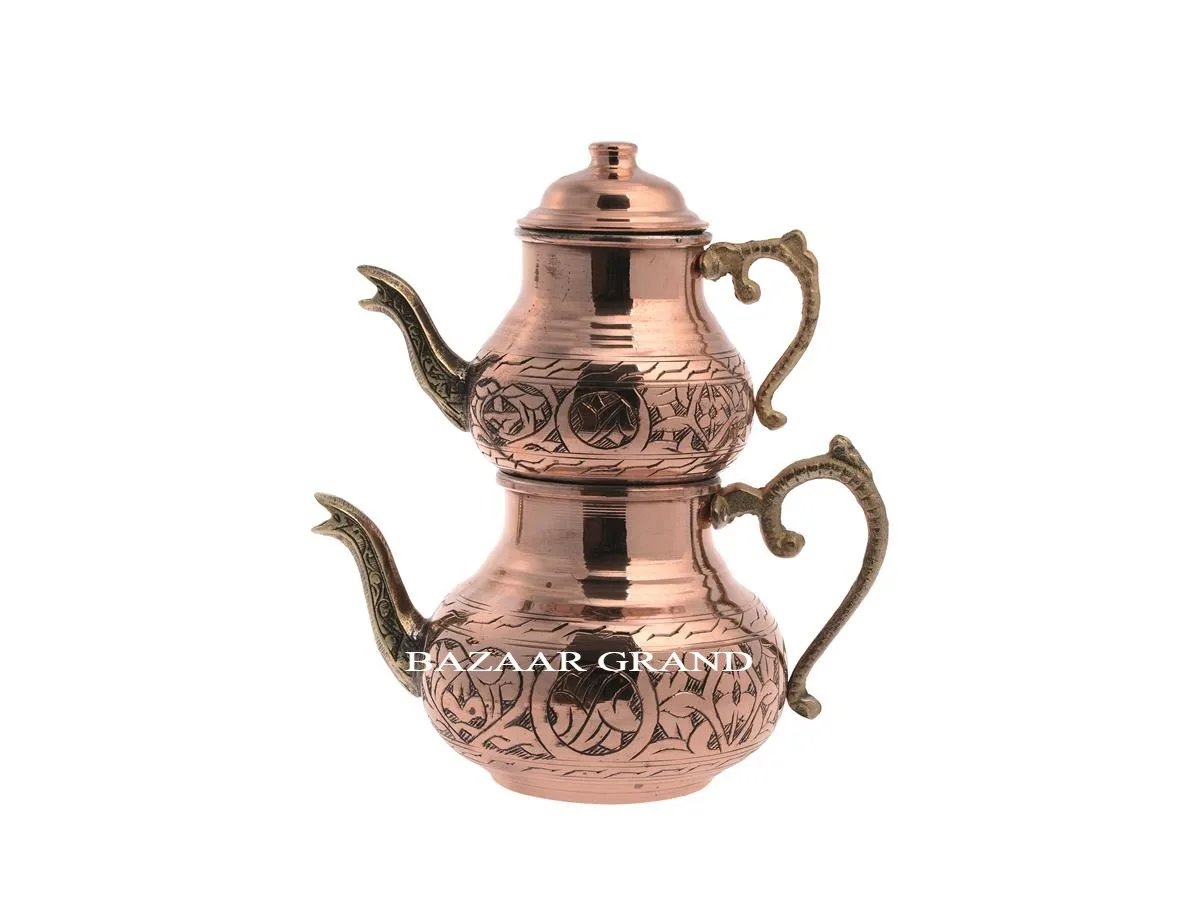 rQUALITY TEAPOT SMALL PROCESSED SILVER, COPPER, RED PATTERNED WEDDING GIFTS GREAT PRESENTATIONS WITH YOUR AWESOME DEFREE SHİPPİN