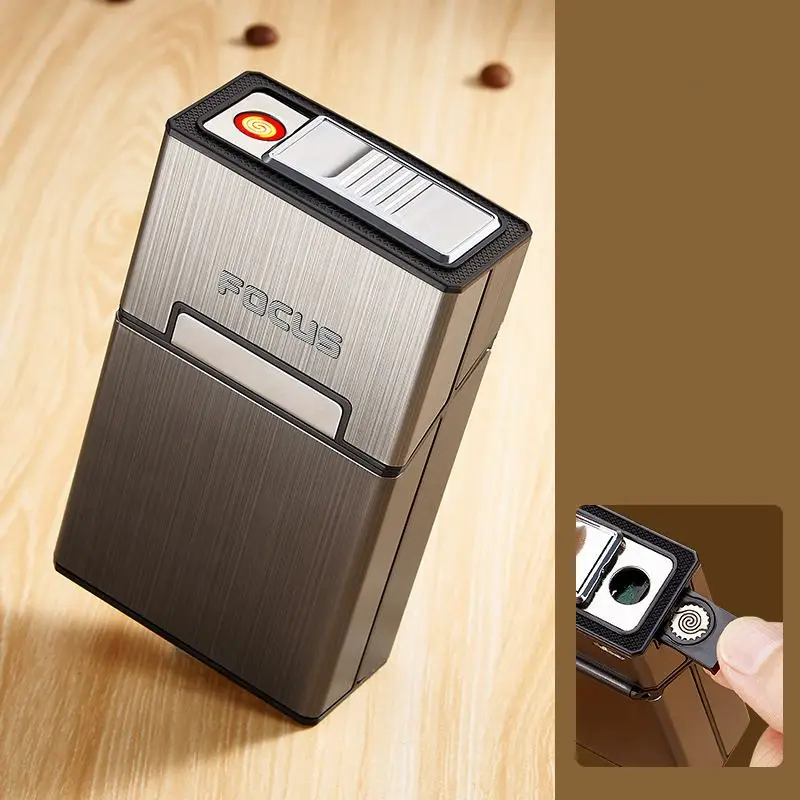 

Multifunctional USB Rechargeable Cigarette Box 20PCS Windproof Moistureproof Portable Cigarette Lighter Gadgets For Men