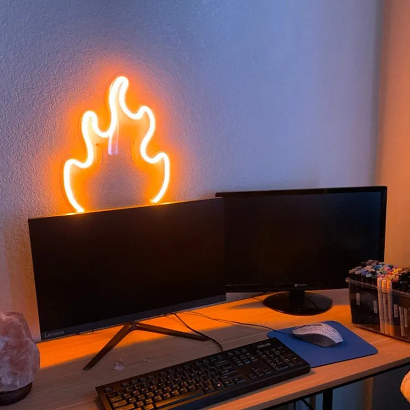 Custom Neon Sign Fire Sign USB Led Neon Light Home Decor Custom Neon Light Room Office Neon Lamp Ins Art Wall Decor Personalized