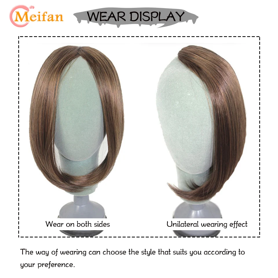 MEIFAN Synthetic Invisible Natural Bangs Straight Clip-in Front Fringe Black Brown Bangs Extensions for Women