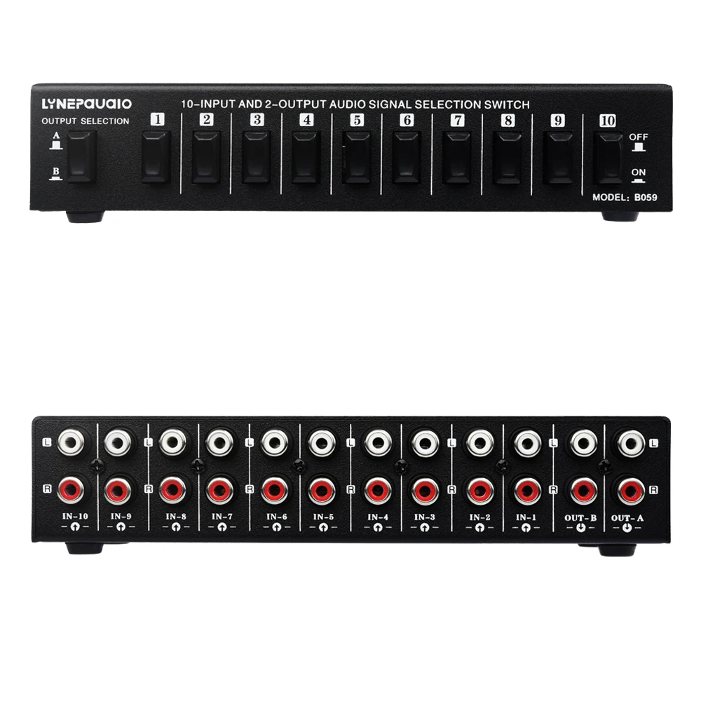 Selettore Audio 2-in-1 / 1-in-2 RCA – Switcher Manuale A 2 Ingressi Per Amplificatore, Nero Metallo