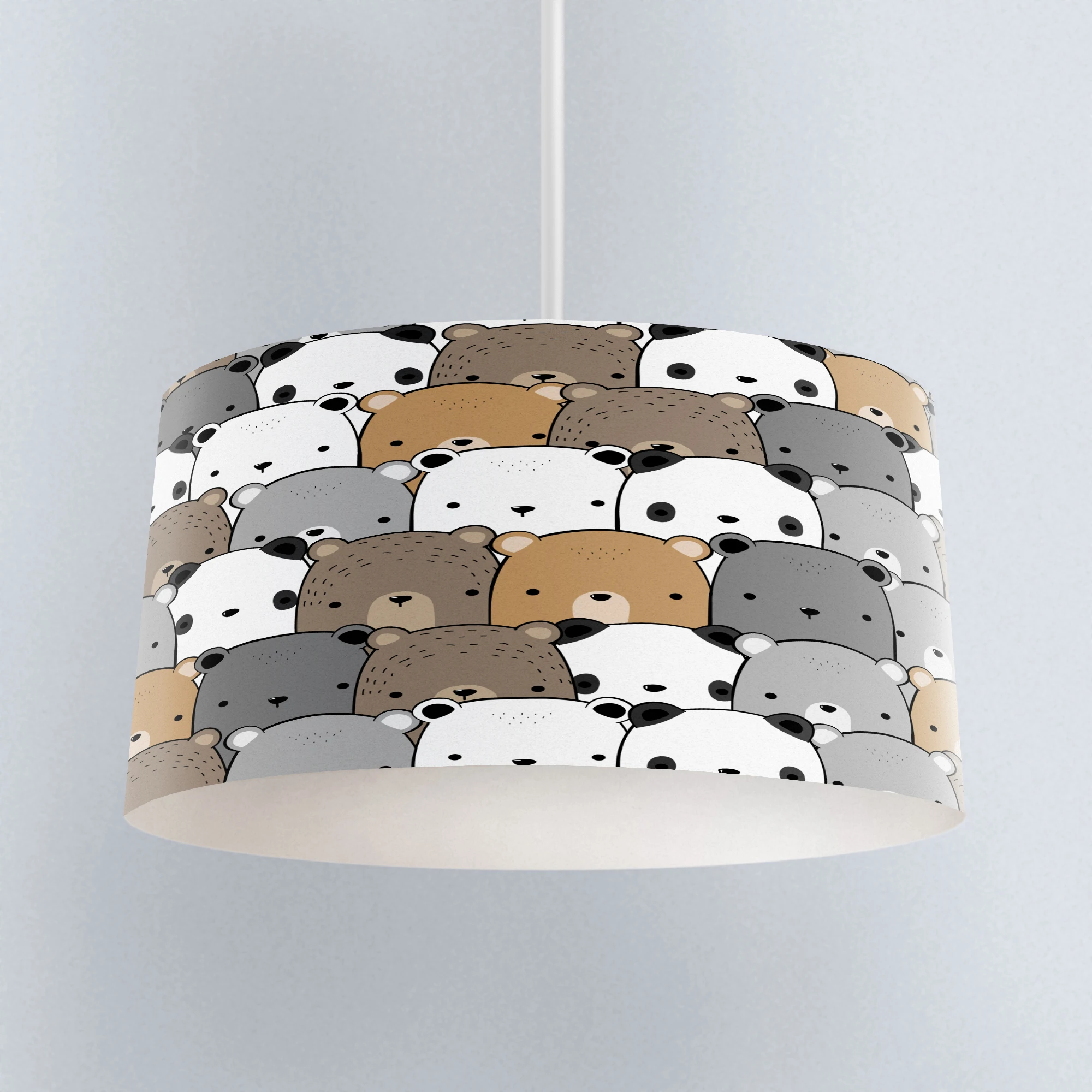 

Else Brown Gray Funny Cute Bears Print Fabric Kids Chandelier Lamp Drum Lampshade Floor Ceiling Pendant Light Shade