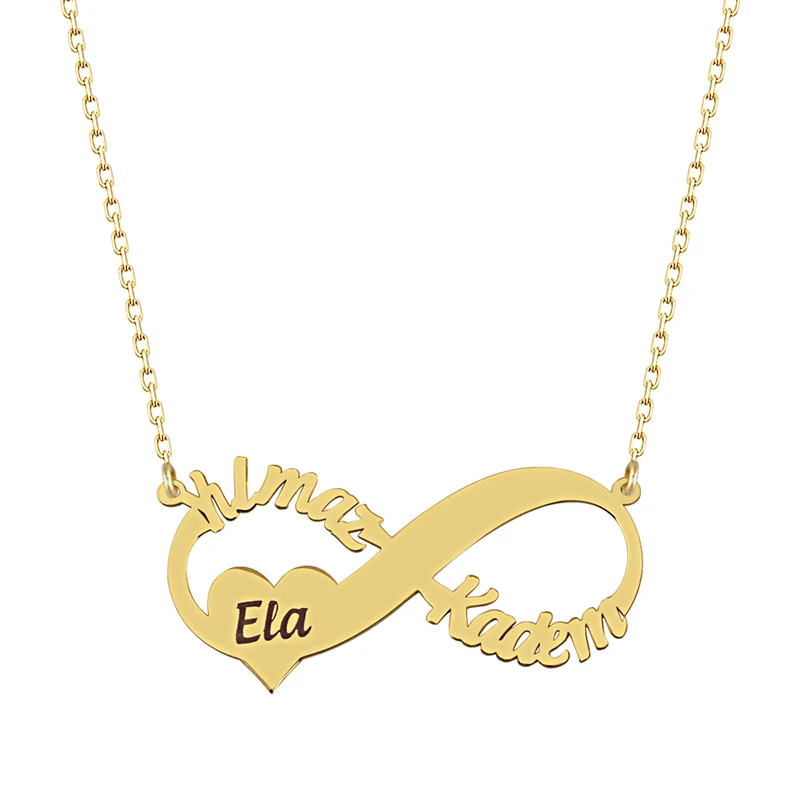 Love Infinity Personalized Nameplate Necklace 925 Silver Custom Name Necklace Gold Plated Heart Anniversary Necklace