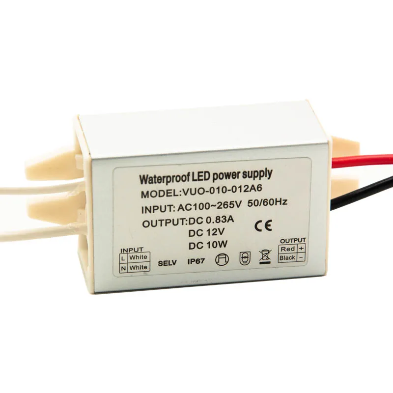 Waterproof Power Supply IP67 LED Driver Ac dc 12V/24V 12W Power Supply AC100-265V Input Electronic LED Transformer For Lamps