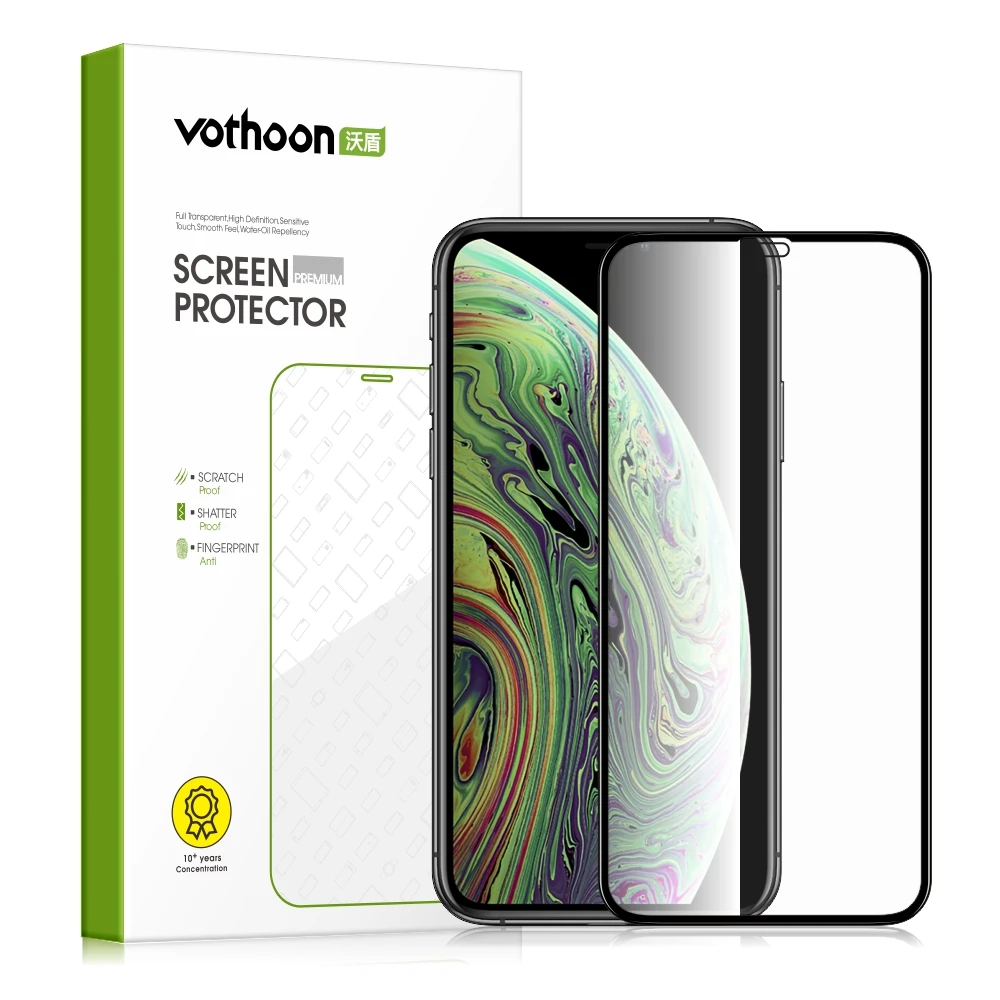 Vothoon Tempered Glass for iPhone 11 Pro Max Xs Max Xr Full Cover edge Screen Protector for iPhone 11 Protective Glass