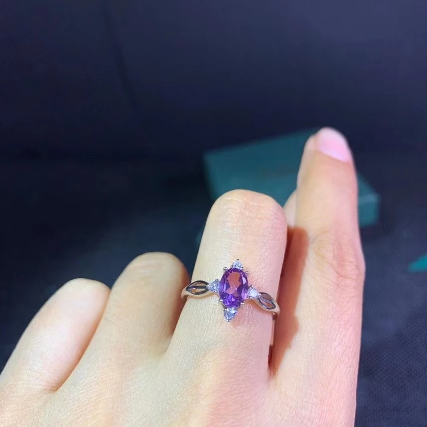 KJJEAXCMY Fine Jewelry 925 Sterling Silver Natural Gemstone Amethyst Women's Money Girl's Ring Platinum Rose Gold Support Rechec