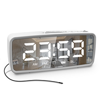 FM Radio LED Digital Smart Alarm Clock Watch Table Electronic Mirror Desktop Clocks 3 Levels Dimmer with Timer Snooze