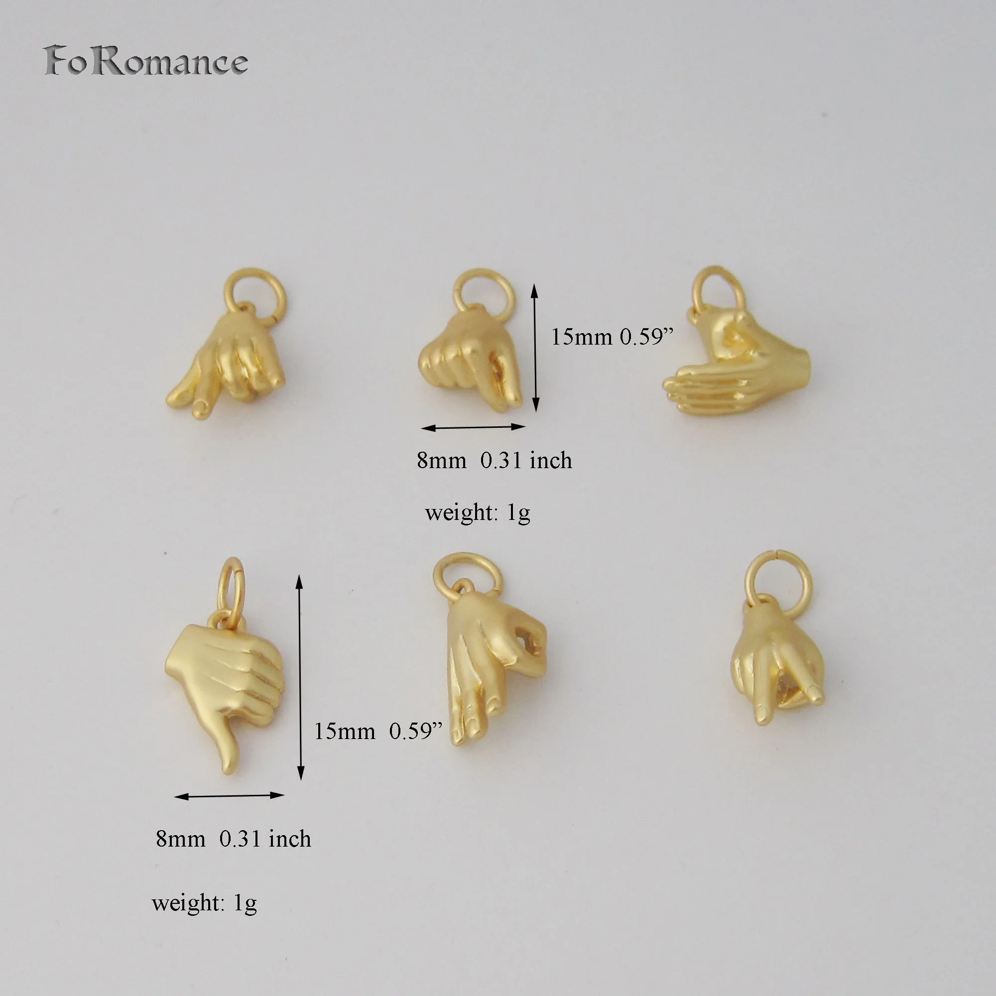 GOLD COLOR 18INCH WATER WAVE CHAIN HAND GESTURE IN HEART VICTORY THUMB UP I LOVE YOU OKAY GESTURES SHAPE PLAIN PENDANT