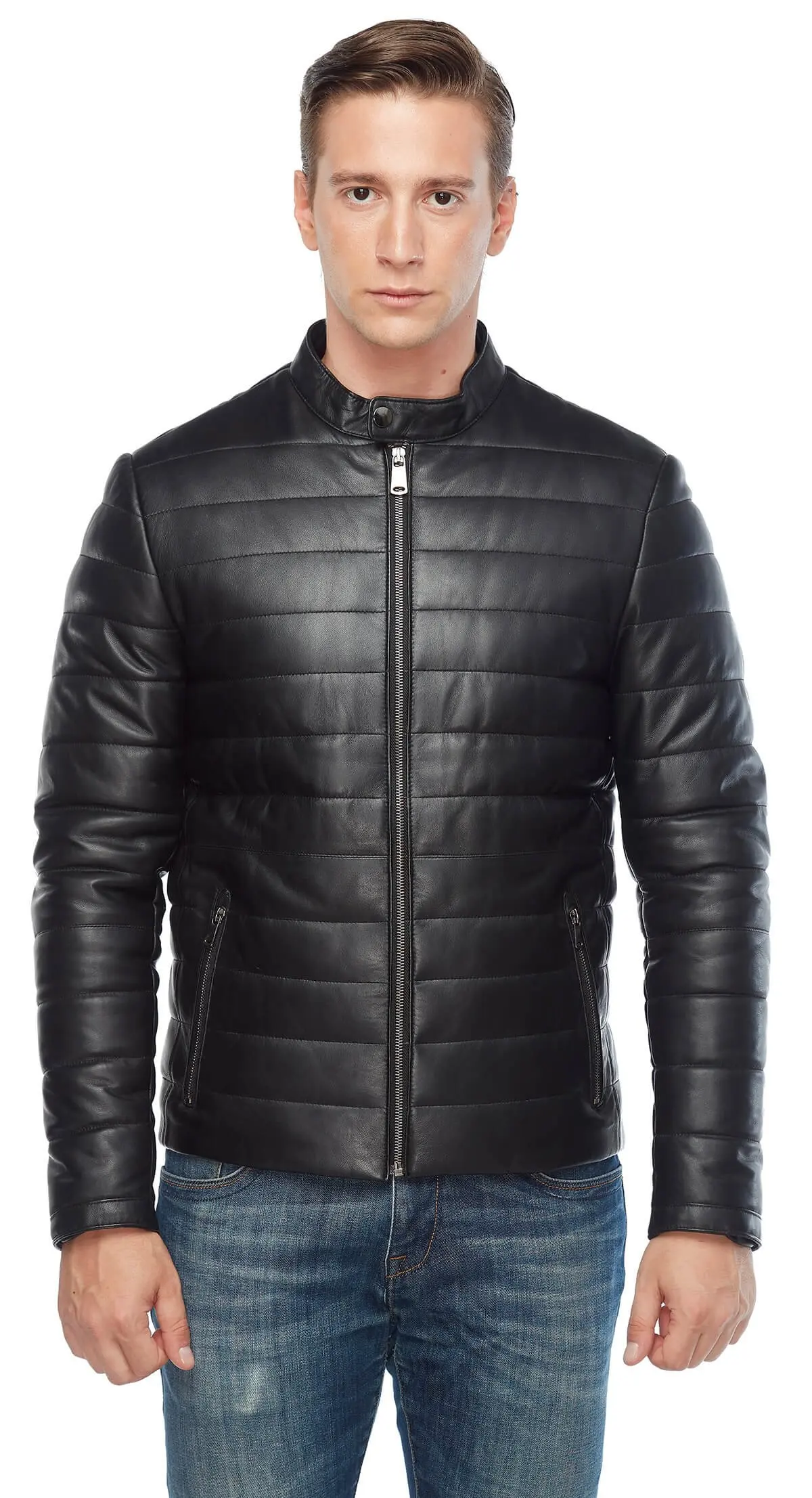 Genuine Leather Inflatable Male Leather Coats Black Original Lambskin Autumn Winter 2022 Biker Slim Large Size VintageTürkiye