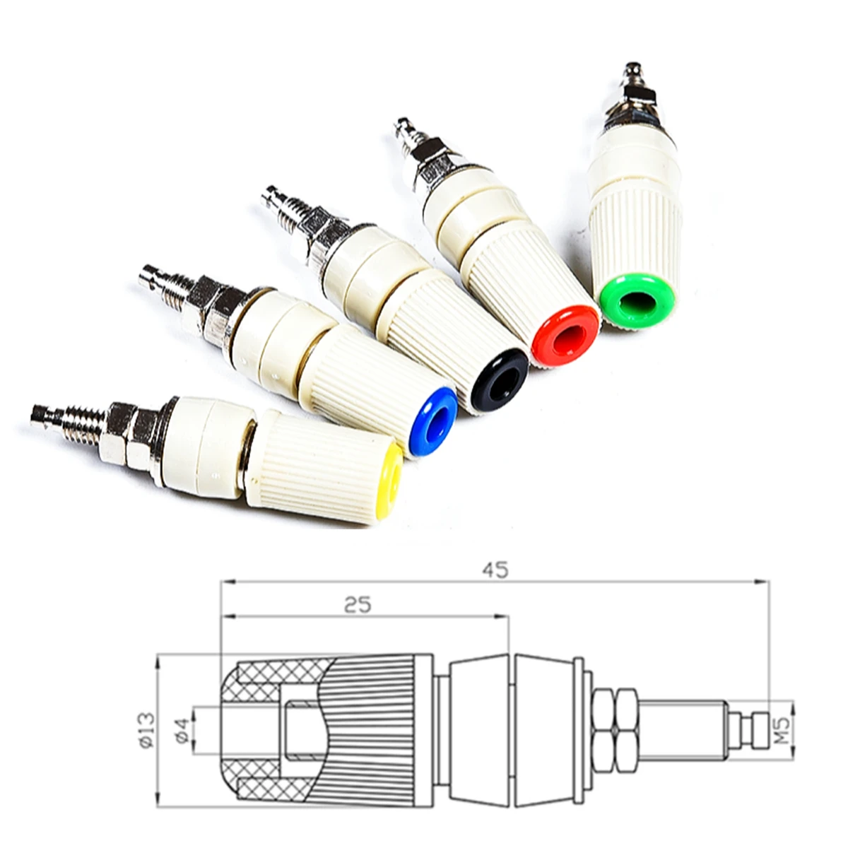 1PC High Current 30A Banana Pulg M5X45 Type 4mm Amplifier Female Jack Socket Test Binding Post Terminal