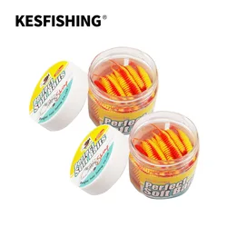 KESFISHING Tanta 38mm50pcs Bass Pesca Artificial Silicone Bait Inject Salts Fish Smell Ice Fishing Soft Lure Worm
