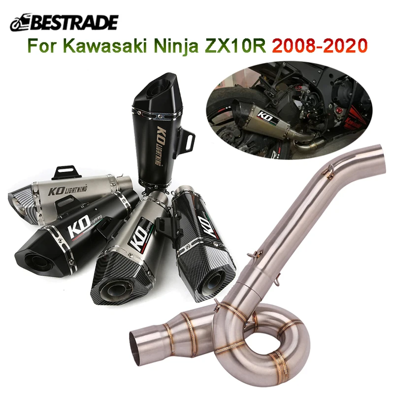 

For Kawasaki Ninja ZX10R 2008-2020 Motorcycle Exhaust System 51mm Mufflers Tube Slip On Middle Link Connect Pipe Stainless Steel