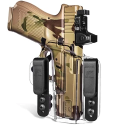 Gun&Flower Polymer Clear Holster Fits Glock 17/19 Glock 43/43X,Sig P365XL,Taurus G2C G3C,S&W M&P Shield,Clot 1911,Right hand