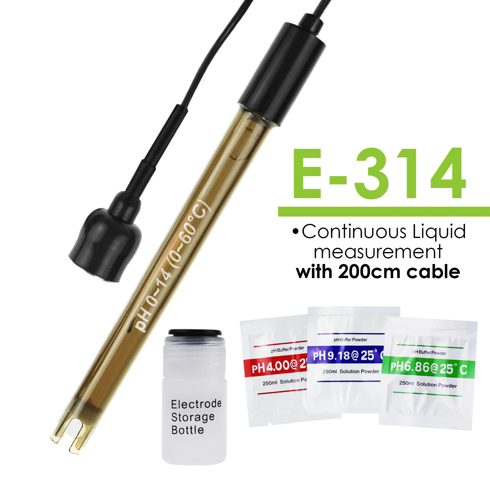 Ph Meter PH Electrode BNC Type 50 Ohm Connector Probe For Hydroponics Aquarium Wiht 200cm 300cm Cable Water Tester