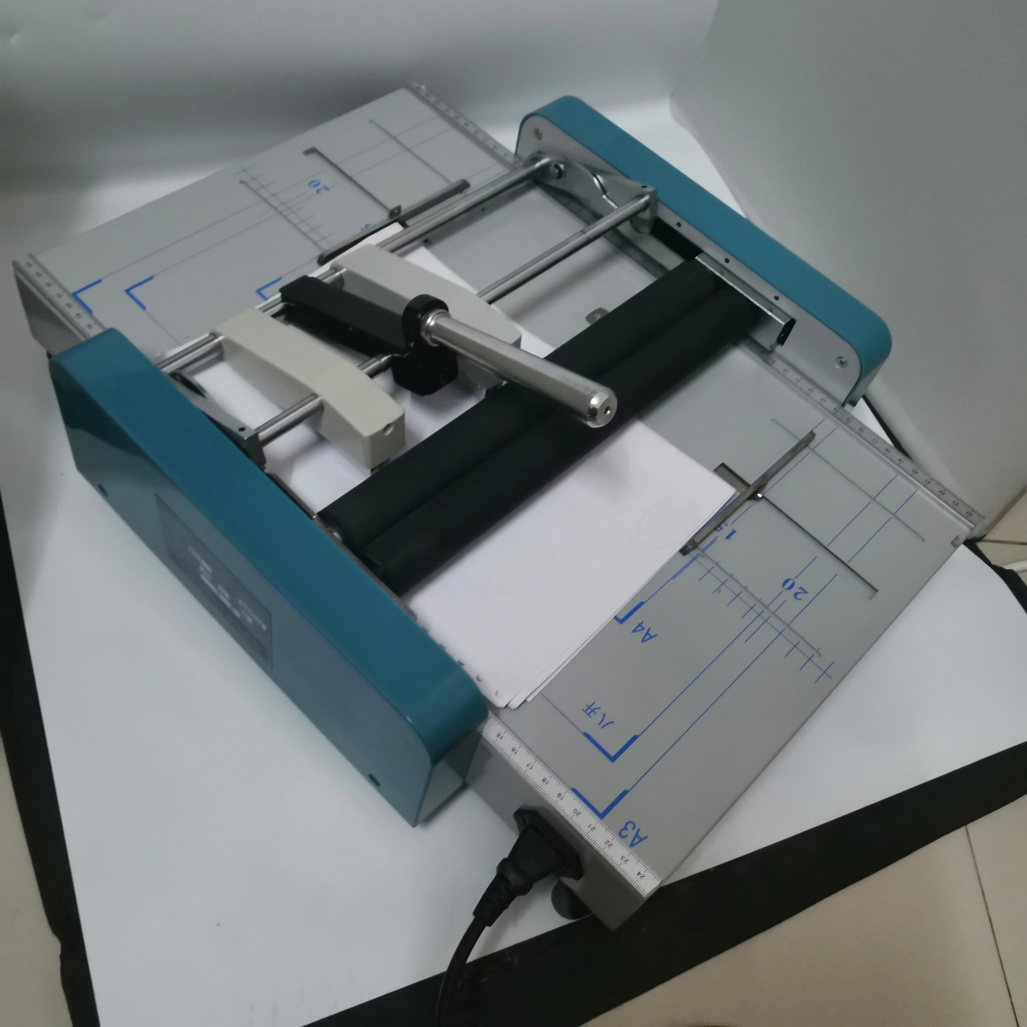 Manual A3 Paper Booklet Riding Saddle  Stapler Pamphlet Broshure Binding & Folding Machine 220V