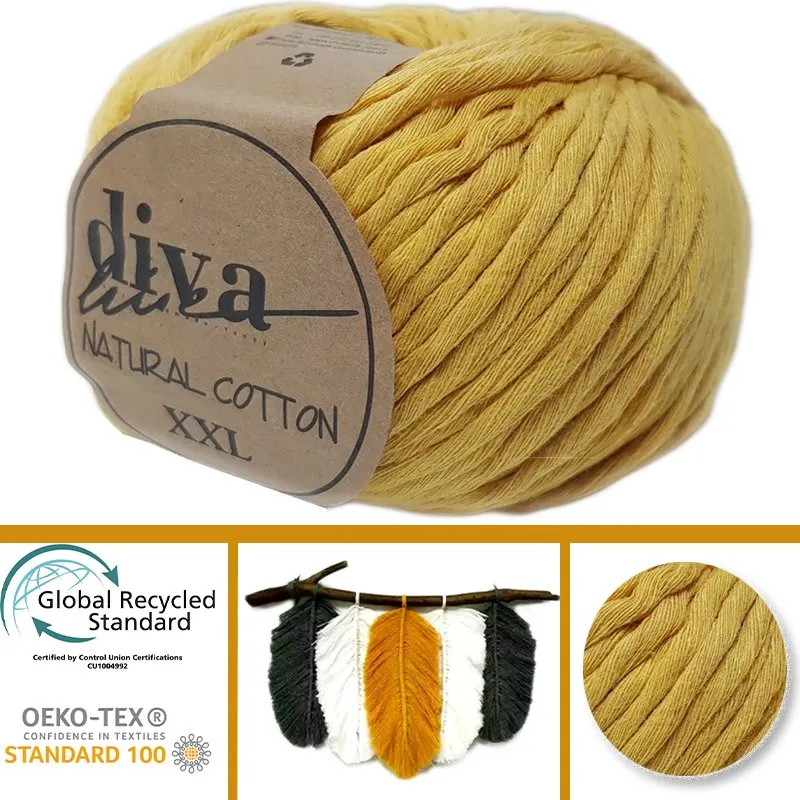 Cotton Knitting Yarn -  38 Color Options - 70m (100gr) - Diva Natural XXL - Beret - Scarf  - Sweaters - Cardigans  - Scarves - Amigurumi - DIY