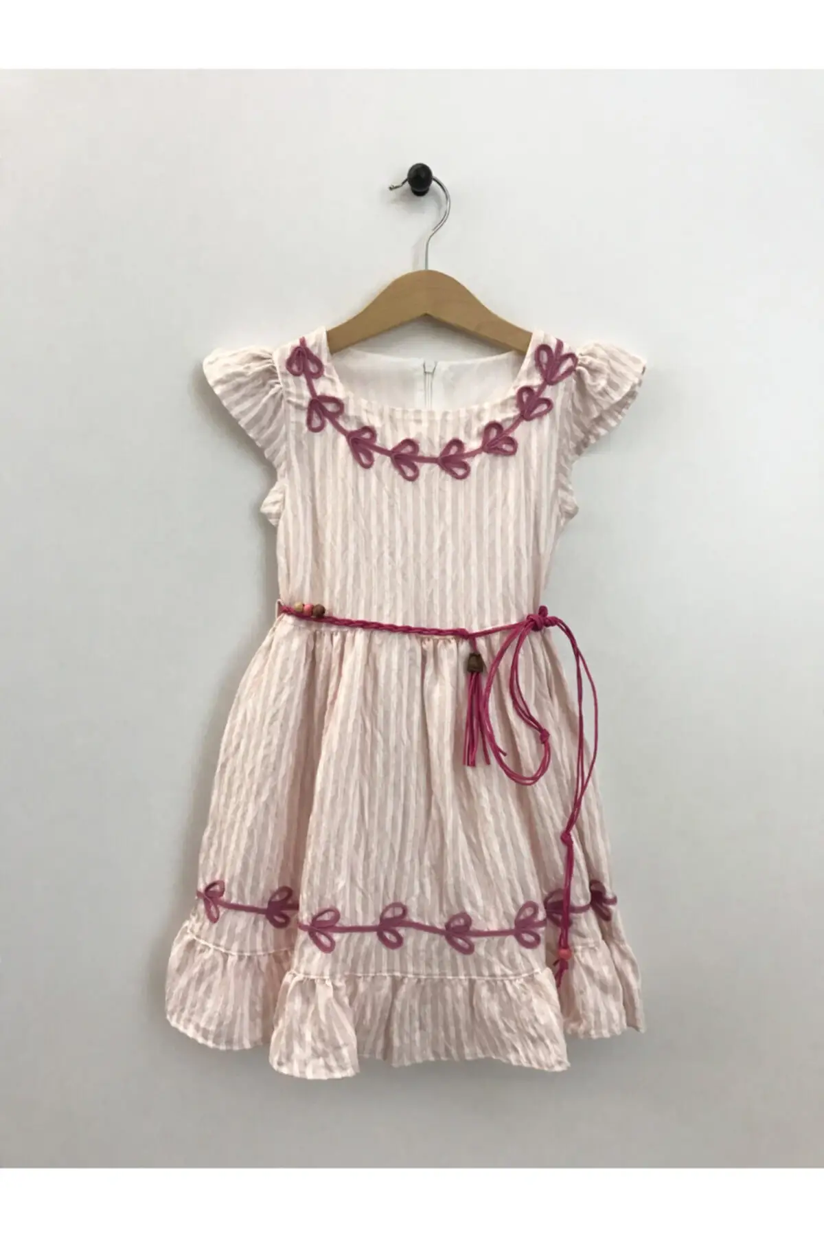 Cherrys Baby Striped Children Dress summerFemale Child Dress Yellow French Lace Buckle Female Child dress wedding Dress wedding