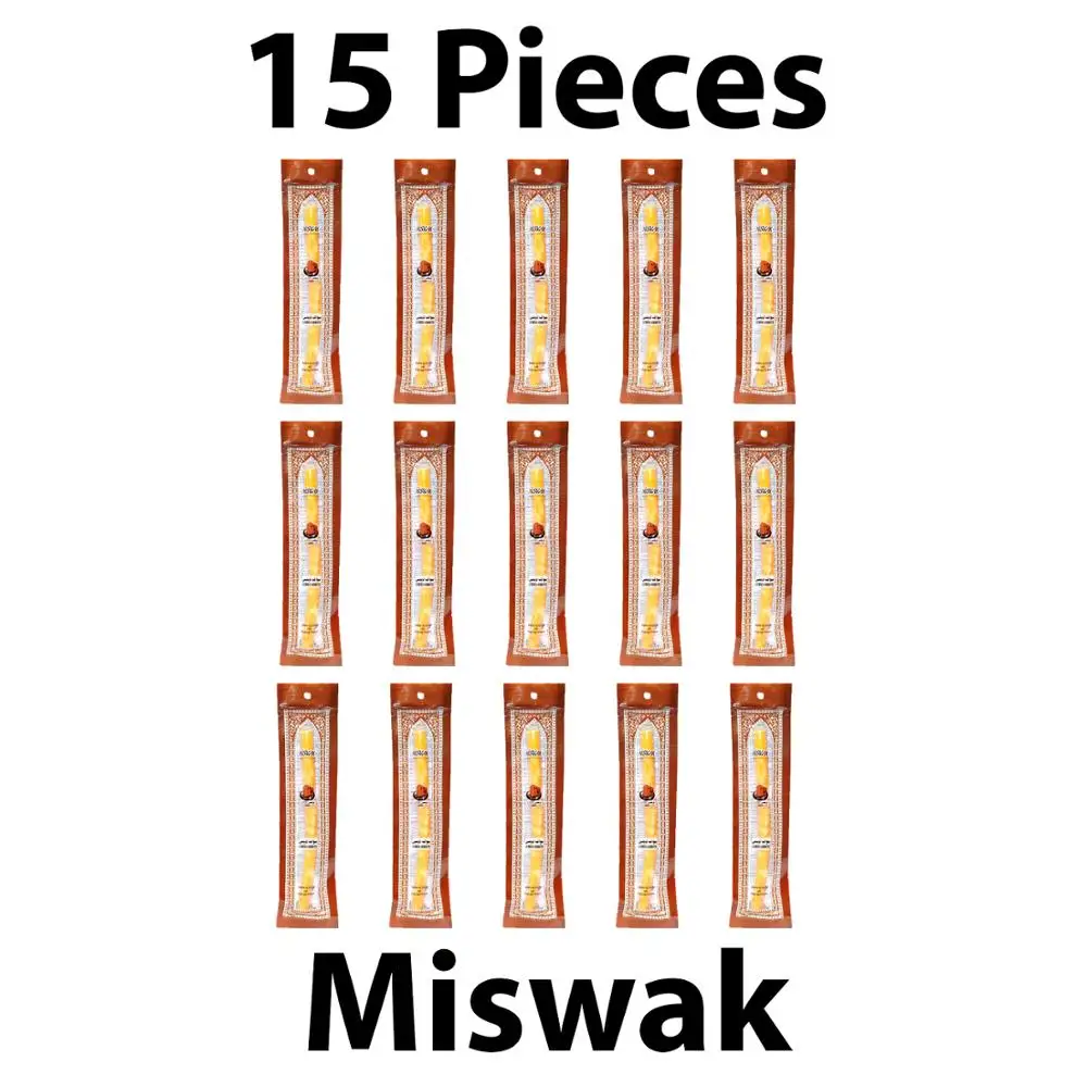 Set of 15 Pieces Miswak Sewak Chew Stick Fresh Natural Tootbrush Misvak Arak Siwak Miswaak Vegan Teeth Cleaner Travel Soft Peelu