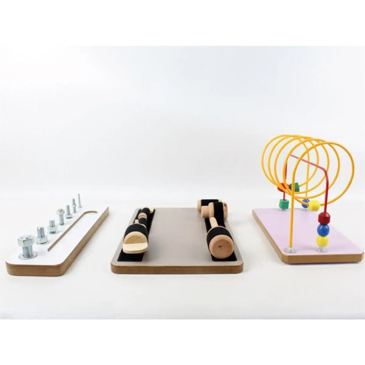 Wood Hand Game Set Screw Work Of Velcro Table Coil Koordinasyon Aleti Sensory Toys