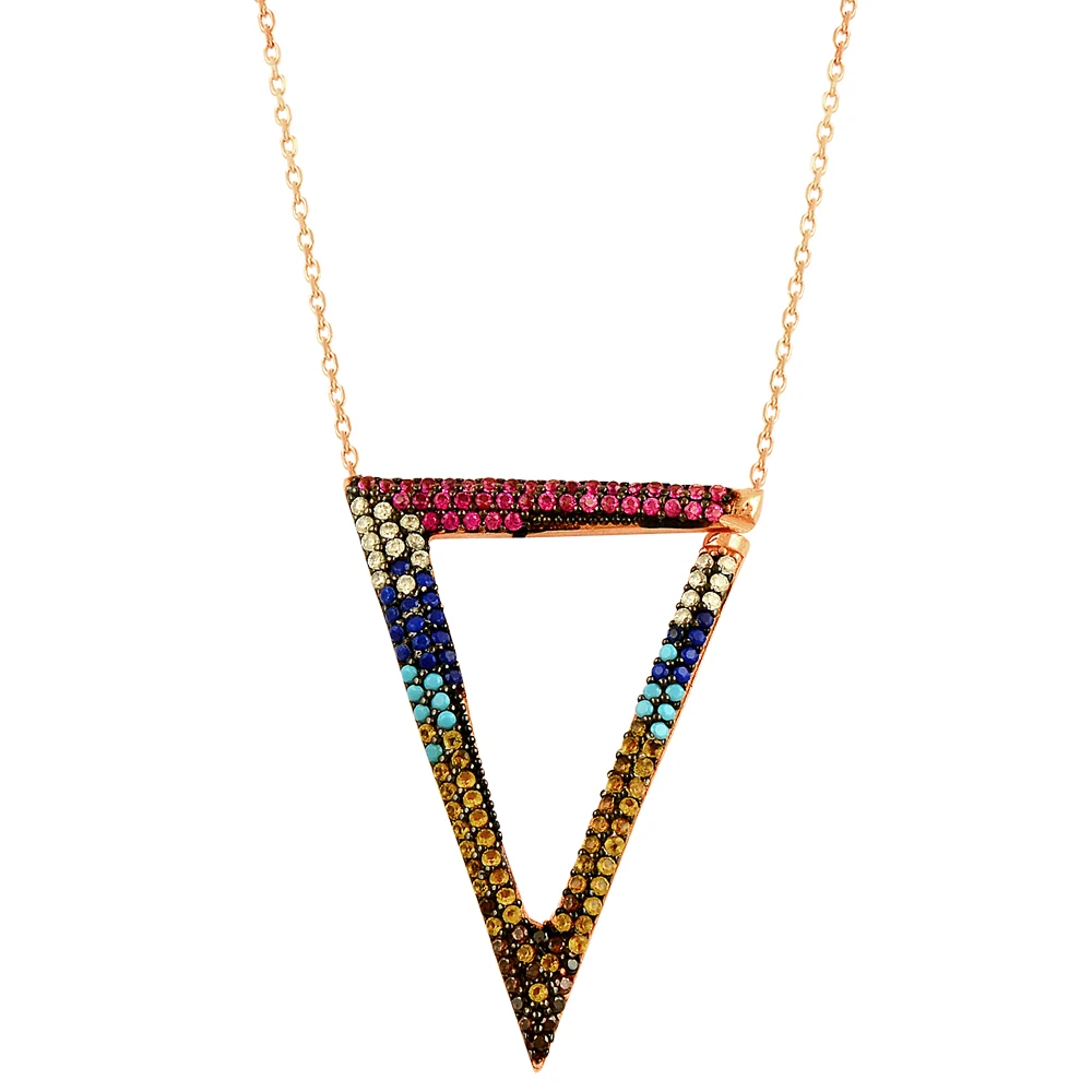 Multicolor Necklace Women Necklace Silver Necklace Collares De Fashion Bijoux Femme Triangle Necklace Pyramid Necklace