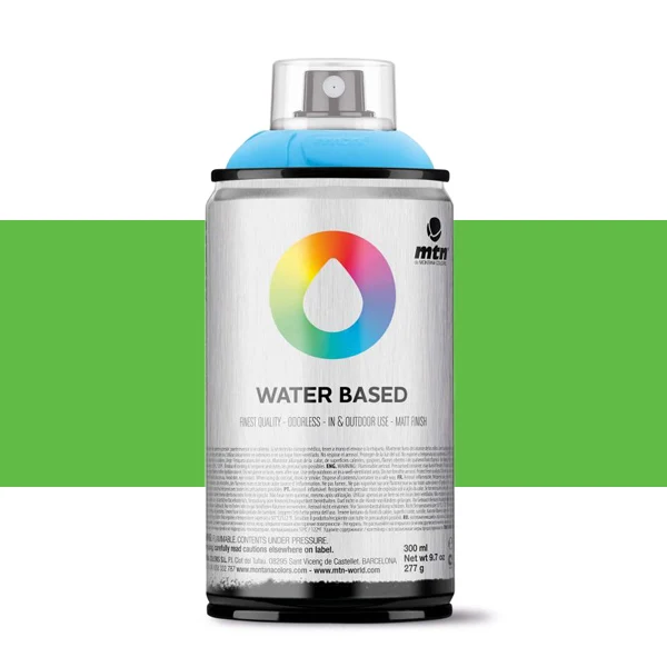 Spray paint brand MTN Water Based Color Fluorescent Green 300 ml Montana low pressure Little Ideal smell interior