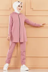 Tracksuit set ribbon detail bottom top suit casual big size muslim women clothing islamic clothing turkish clothes