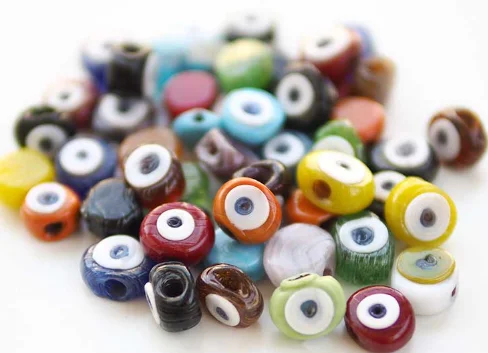 40 Units Multi Colored  Handmade Glass Evil Eye Beads