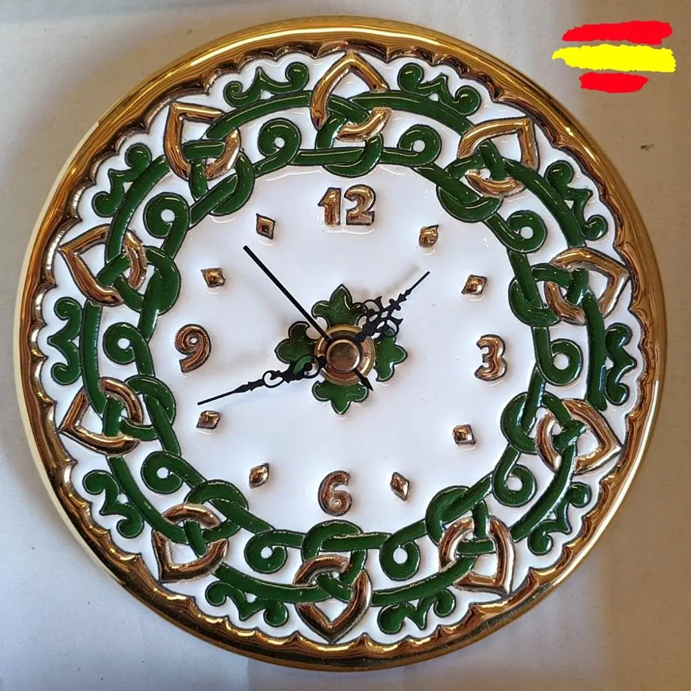 Watch ceramics from 15 cm/6 inches diameter - enameled up handmade - gold 24 k - Wall or support  - ARTECER -