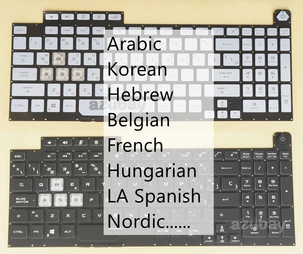 Arabic Korean Hebrew Belgian French Hungarian LA Spanish Nordic Keyboard For ASUS ROG G731GT G731GU G731GV G731GW, RGB Backlit