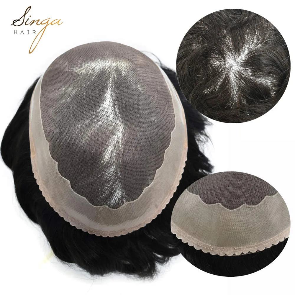 6Mm Xoăn Mỹ Mono Nam Toupee Remy Tóc Poly Tự Nhiên Phủ Xung Quanh Tóc Hệ Thống Bền Thoải Mái Thay Thế Bộ Tóc Giả Hoa Kỳ