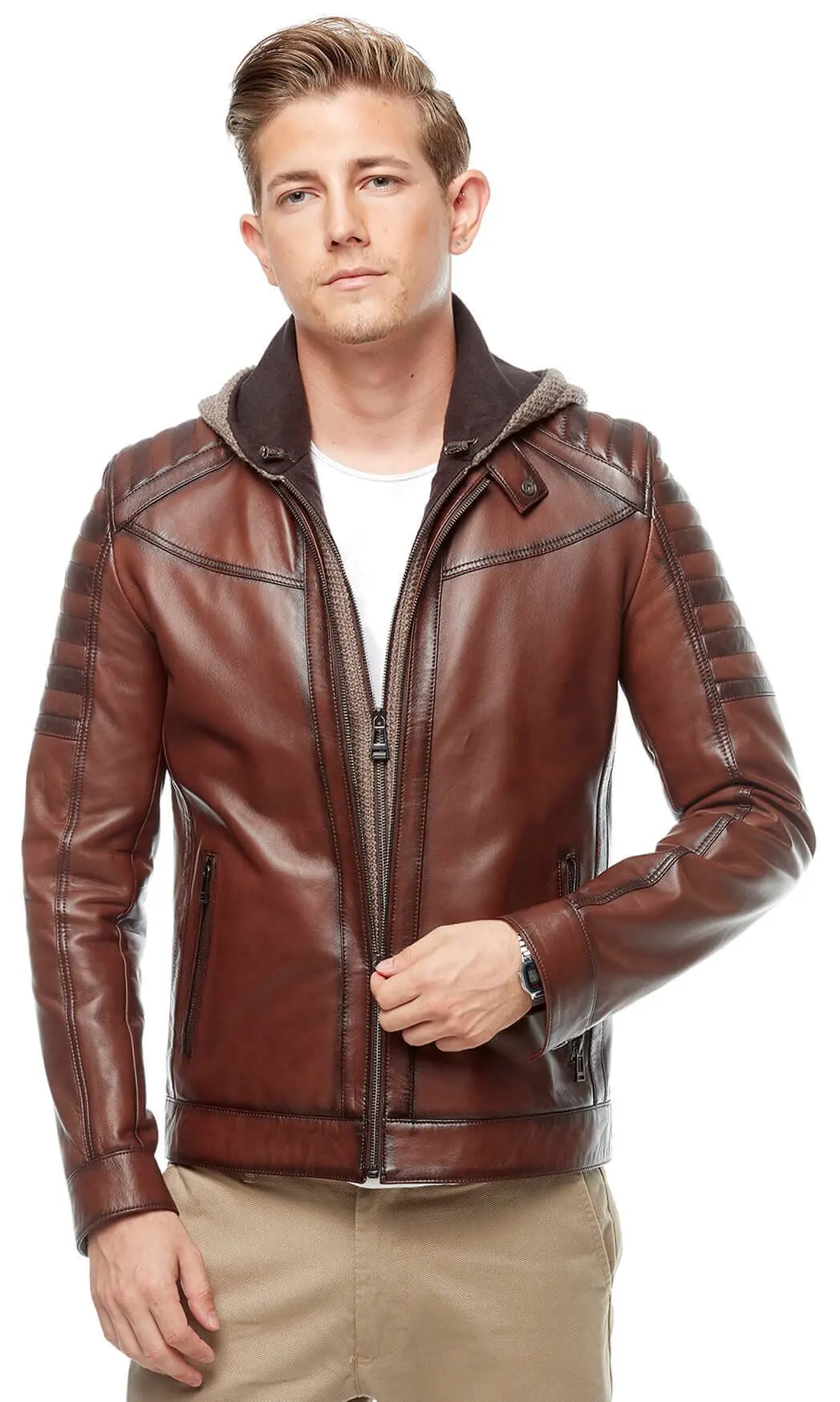 İreko Cà Phê Có Mũ Áo Khoác Da Orjinal Da Cừu Thu Đông 2022 Biker Slim Size Lớn VintageTürkiye