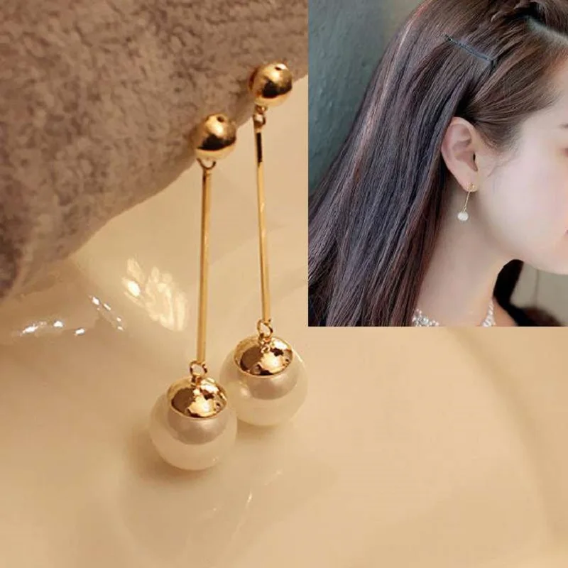 Neue klassische elegante Imitationsperlen-Ohrringe für Damen, Kristall-Langquasten-Ohrringe, exquisite Tropfenohrringe, Hochzeitsschmuck. – Detail 10