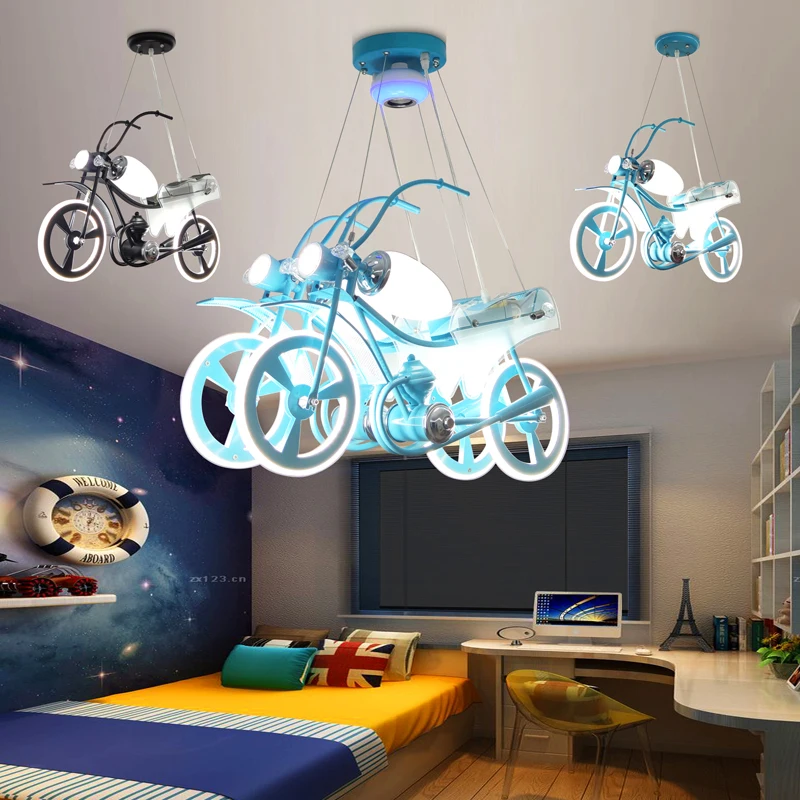 Modern motorbike children bedroom ceiling lights led chandelier living room chandeliers decoration indoor lighting chandeliers