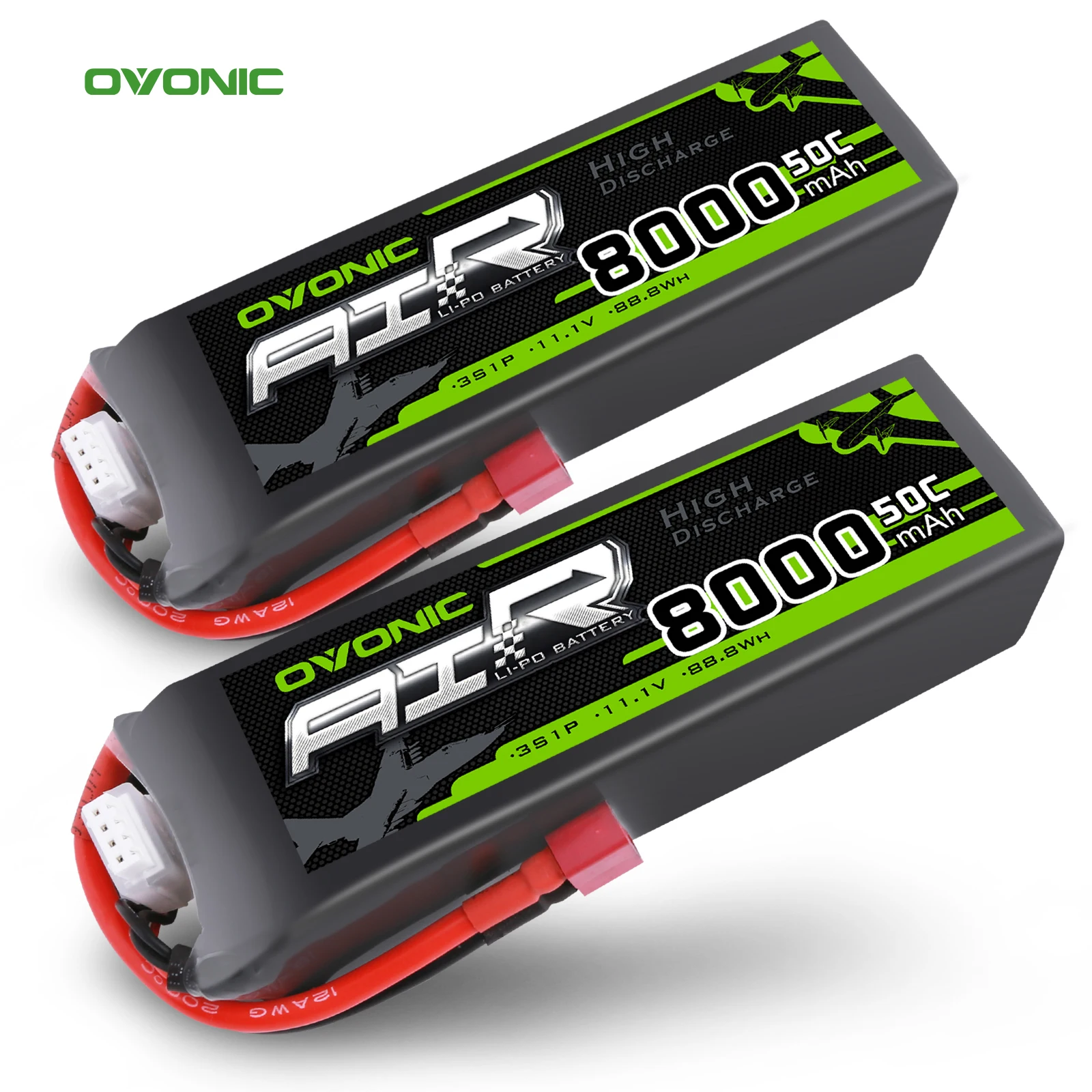 

Ovonic 3s Lipo Battery 50C 8000mAh 11.1V Lipo Battery Soft Case with Dean-Style T Connector for RC Airplane Helicopter Car Truck