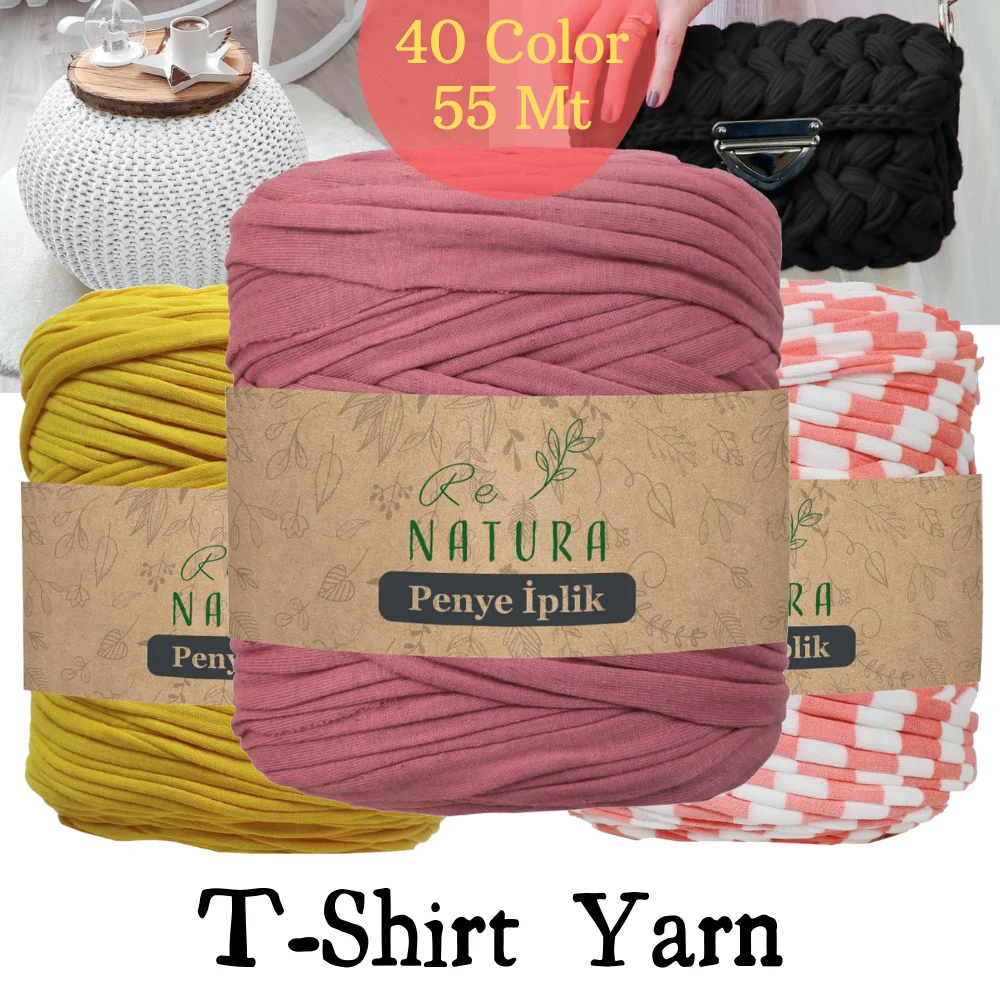 Cotton Combed T-Shirt, Bag, Basket, Yarn -  55 Meters -  40 Color Options - Thick - Mop, Accessory Materials, Blanket, Booties, Pencil Box, Placemat,  Pillow, Stroller, Thread, Cord, Home Decorations - DIY