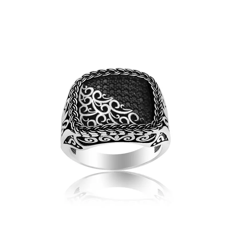 925 Silver Tribal Turkish Men Ring Ottoman Ring for Man