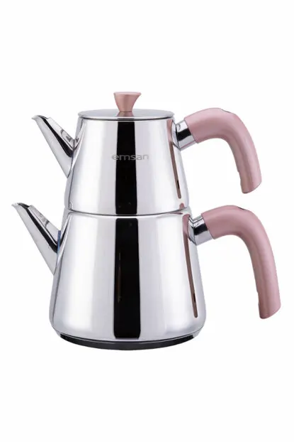 Emsan stainless steel stylish colorful handle multi color tea pot set