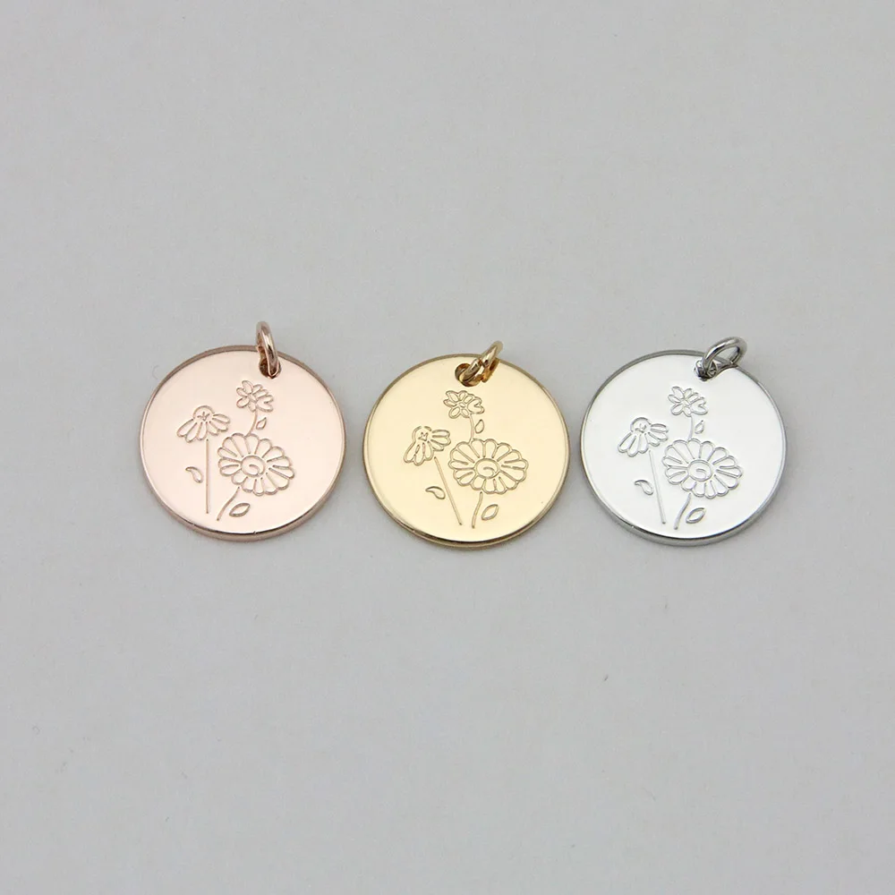 

Delicate Disc Daisy Birth Flower Pendant DIY Charm for Jewelry Making Women Birthday Gift