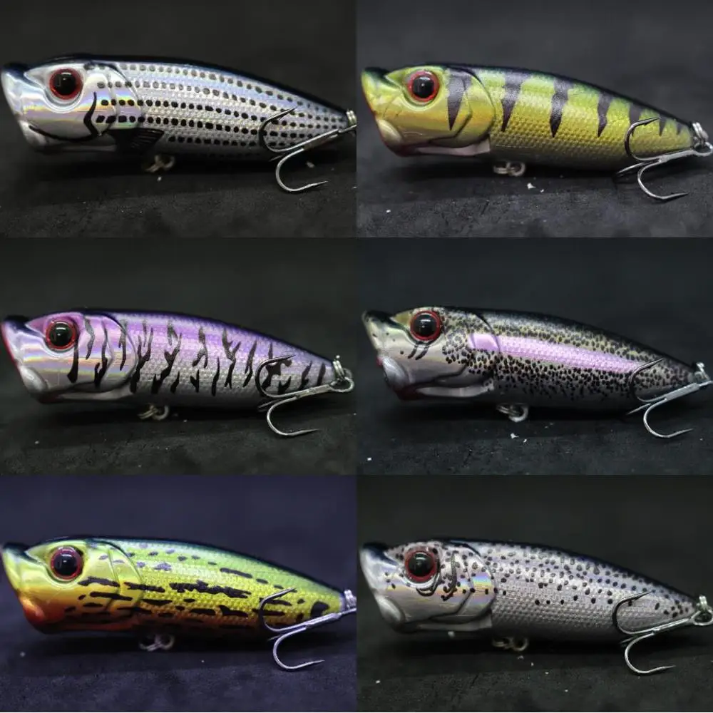 wLure Popper Lure Bass Fishing Lure 7cm 12.3g Middle Range Casting Loud Rattling Gill Slot with more Water Splash T605