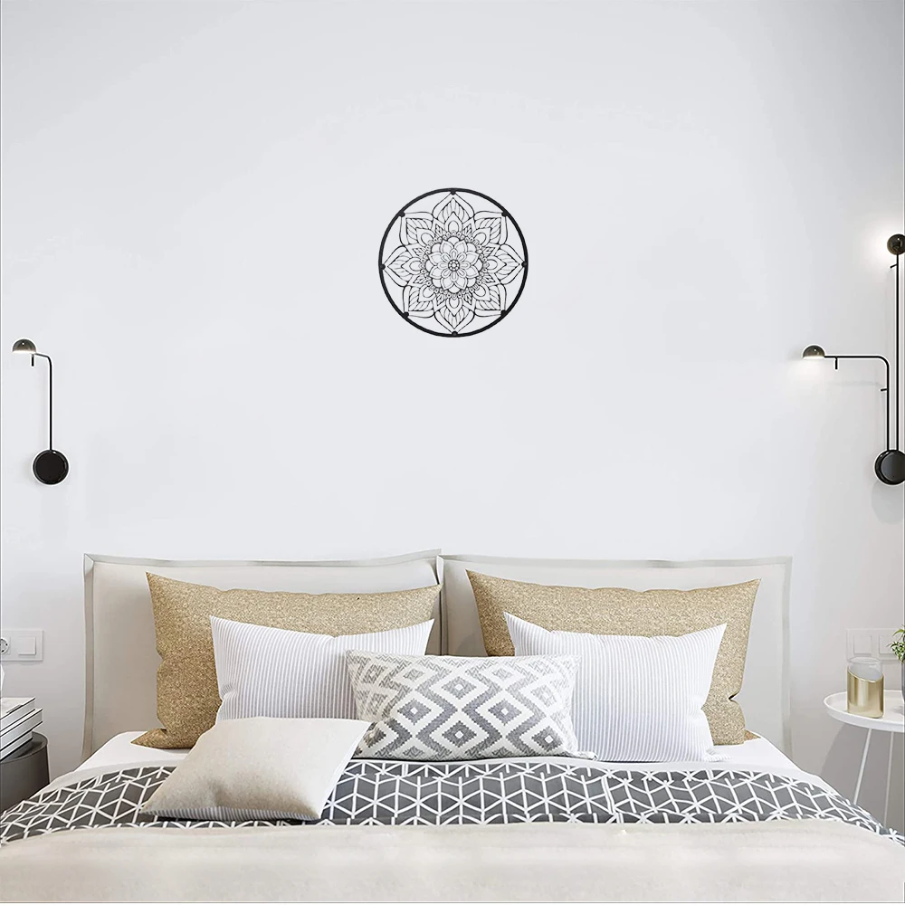 Mandala Flower  Metal Wall Art Decor Laser Cut Hanging for Indoor Outdoor Home Office Decorative Garden Bedroom Livingroom