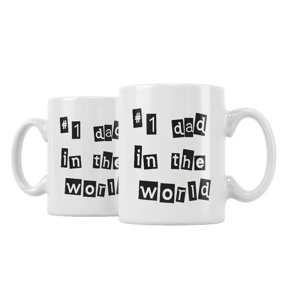 #1 Dad In The World Coffee Tea Milk Beer Cup Mug White Ceramic Unique Gifts For Father's Day