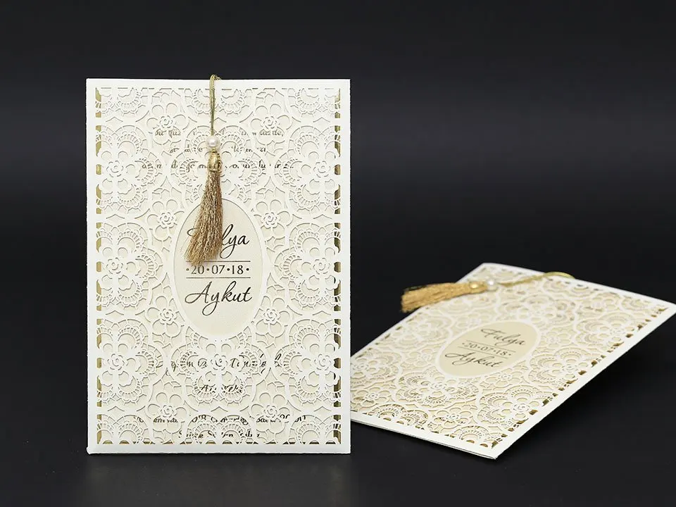 1 Box / 50 Pcs wedding wedding card laser cut card 2022 season