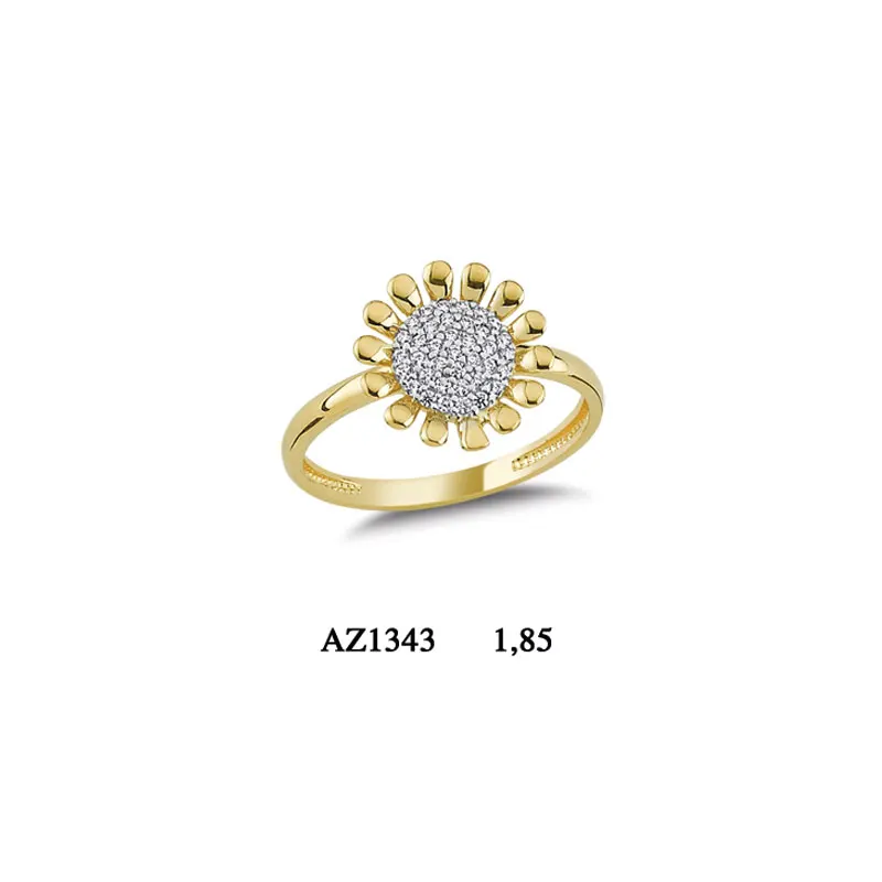 14K Solid Gold Sunflower Ring for Women