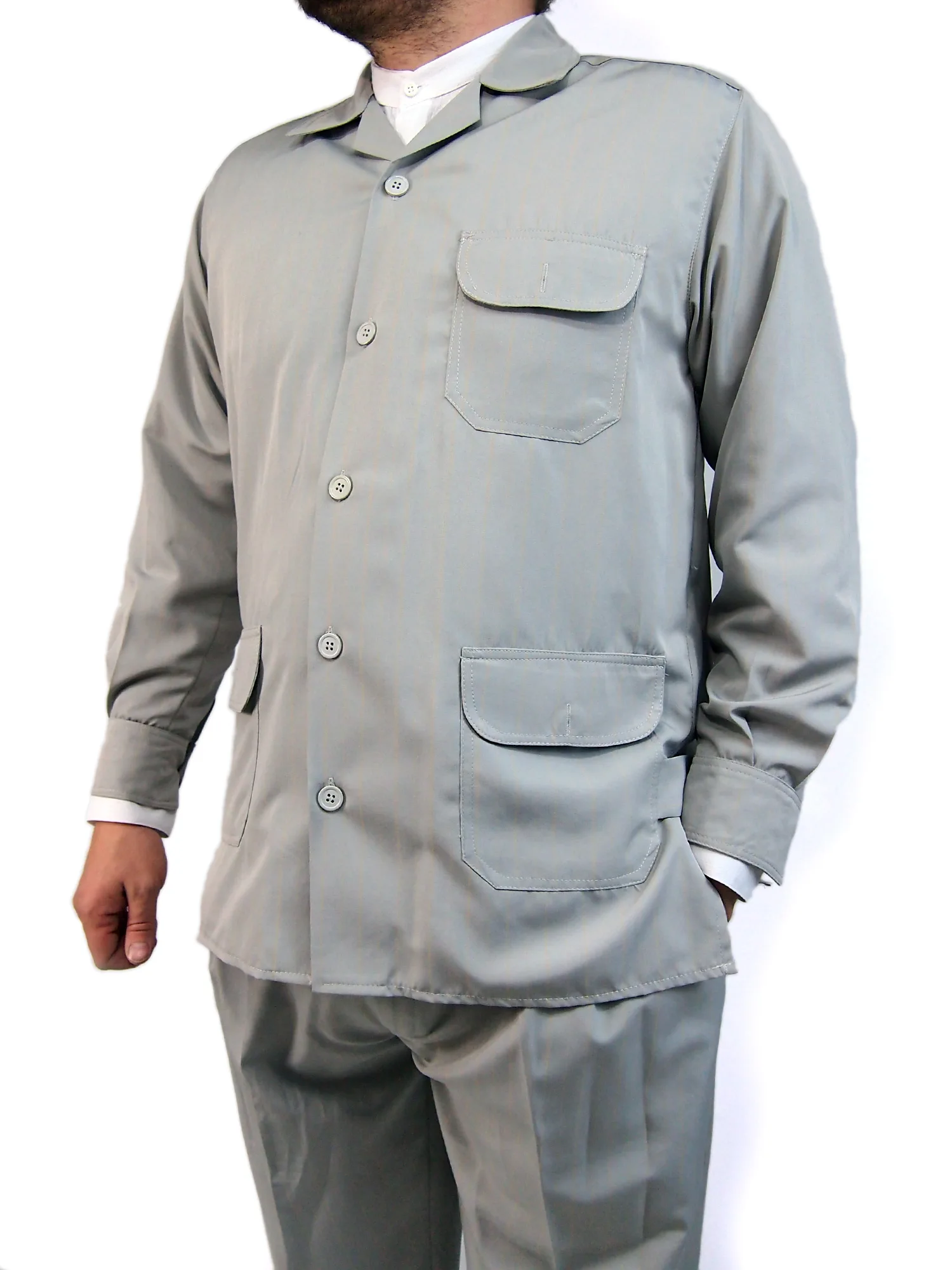 Men's Uniform Suit, Work Wear, Jacket Pants Set, Elastic, Workshop Clean Factory Working Clothing, Hajj and Umrah Uniform