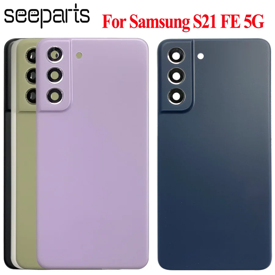 

For Samsung Galaxy S21 FE 5G Back Battery Cover Door Rear Housing Replacement Parts S21 FE G990B G990U Battery Cover With Lens