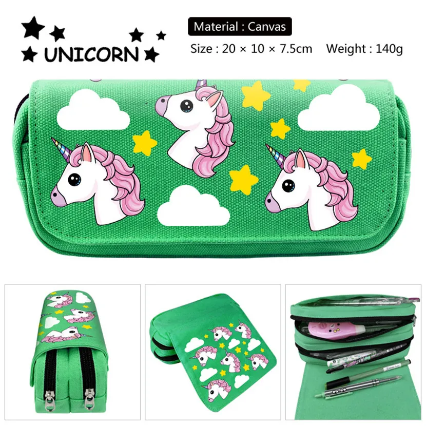 Pencil Cases With Large Zipper Unicorn Anime Pencilcases Kawaii School Stationery And Office Pencilcase For Brushes Pouch Korean